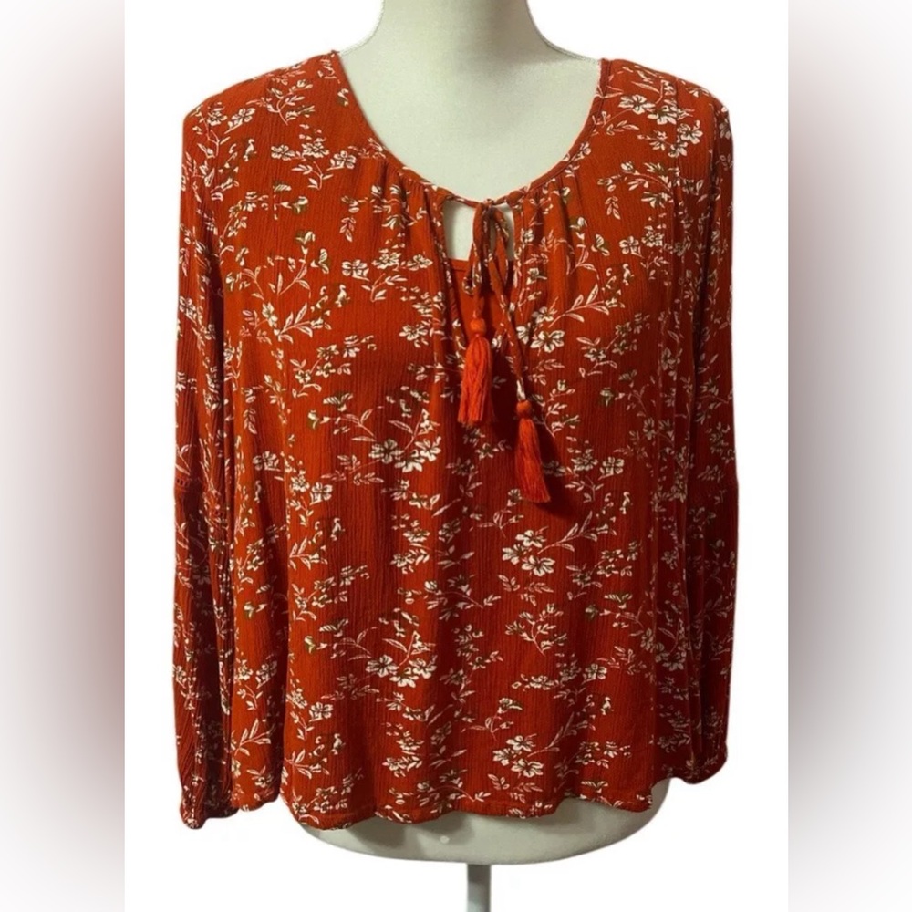 Peachymama Womens Breastfeeding Blouse Red Floral Size X Large Bloomcore Peasant